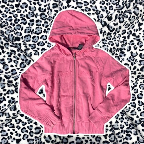 pink vintage dkny zip up hoodie - Picture 2 of 4
